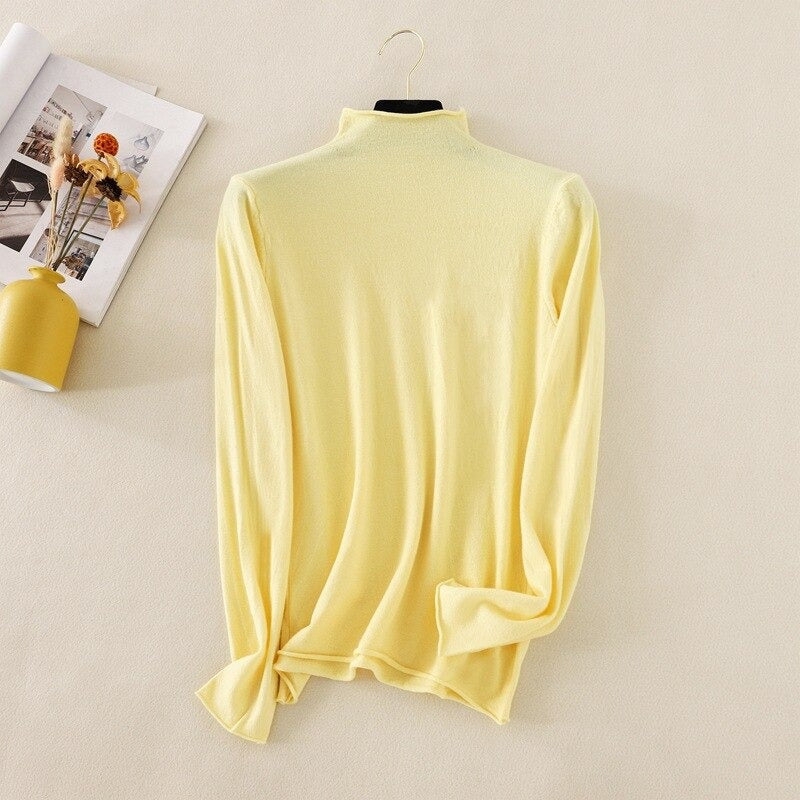 Mock Neck Basic Solid Long Sleeve Jumper For Women-Soco Hoodie
