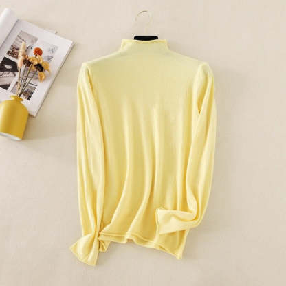 Mock Neck Basic Solid Long Sleeve Jumper For Women-Soco Hoodie