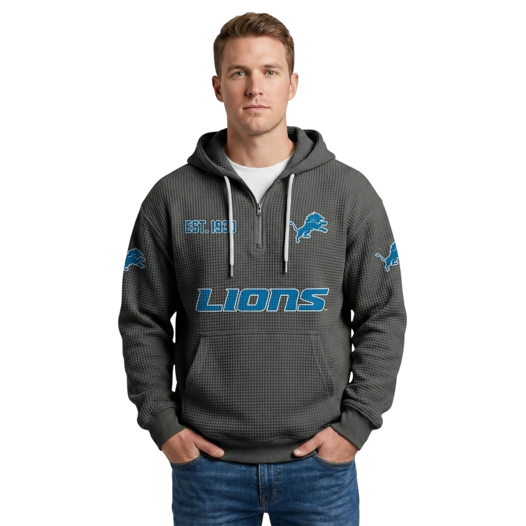 Lions EST 1930 Quarter Zip Waffle Hoodie