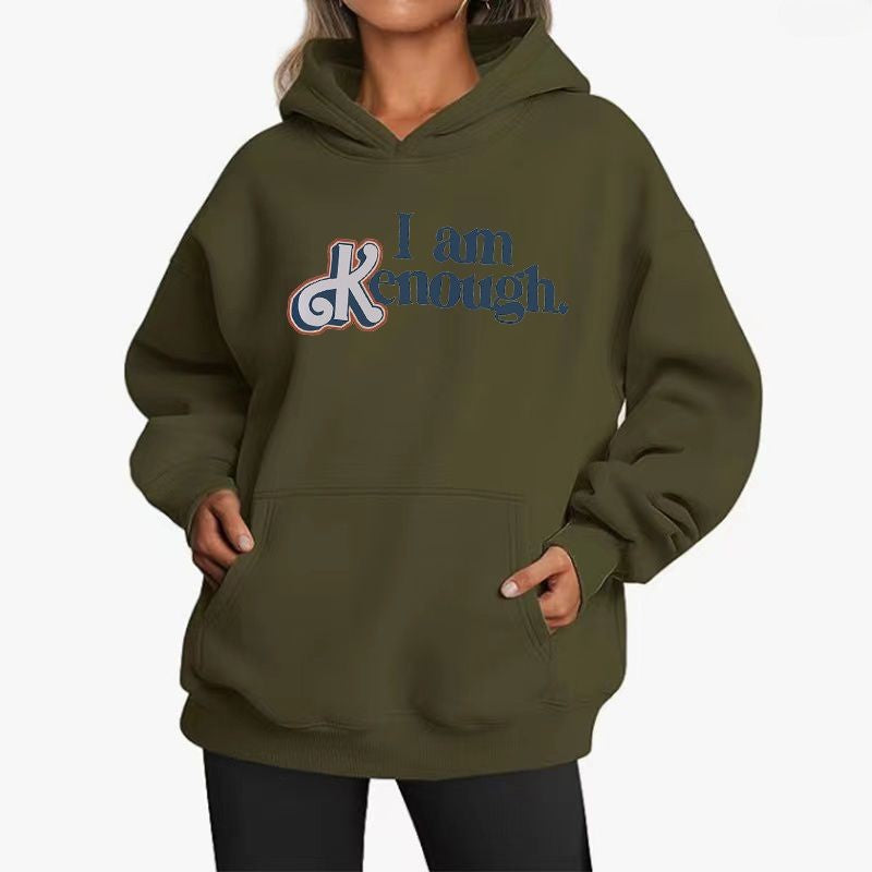 Loose Casual Hoodie With Text Printed-Soco Hoodie