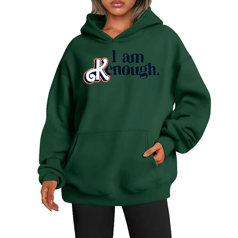 Loose Casual Hoodie With Text Printed-Soco Hoodie