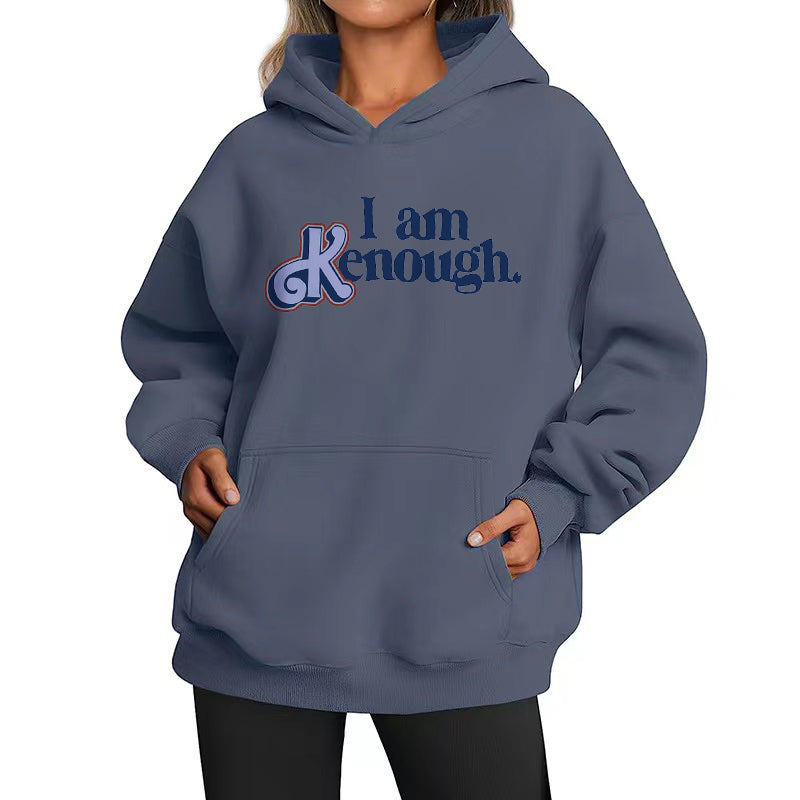 Loose Casual Hoodie With Text Printed-Soco Hoodie