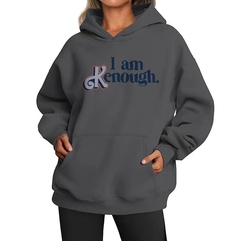 Loose Casual Hoodie With Text Printed-Soco Hoodie