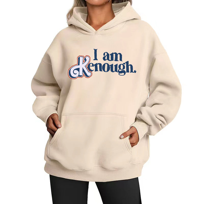 Loose Casual Hoodie With Text Printed-Soco Hoodie