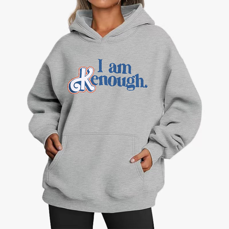 Loose Casual Hoodie With Text Printed-Soco Hoodie