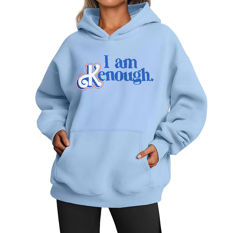 Loose Casual Hoodie With Text Printed-Soco Hoodie