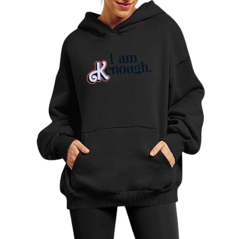 Loose Casual Hoodie With Text Printed-Soco Hoodie