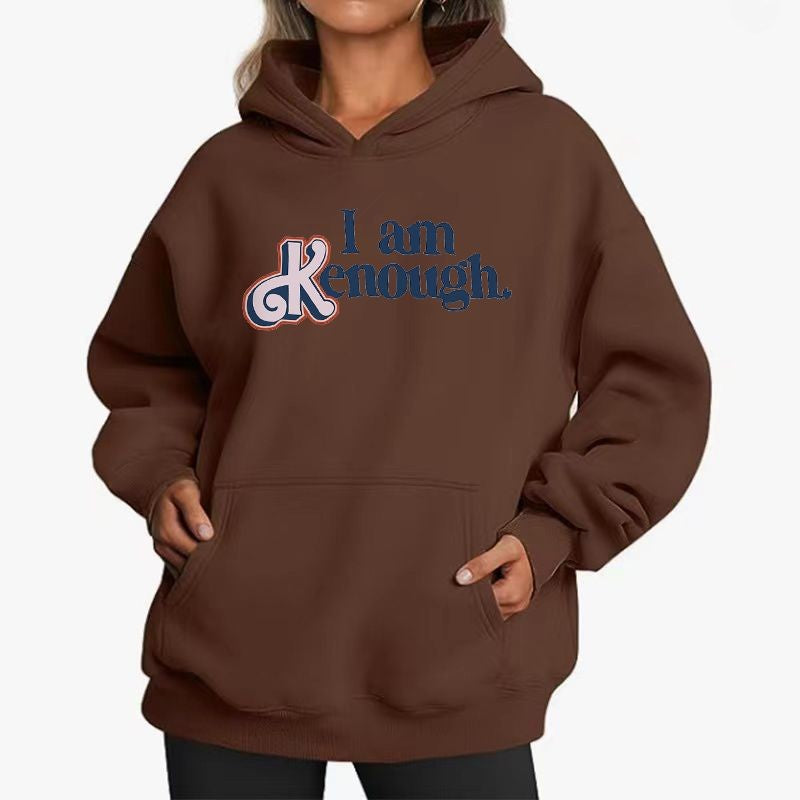 Loose Casual Hoodie With Text Printed-Soco Hoodie