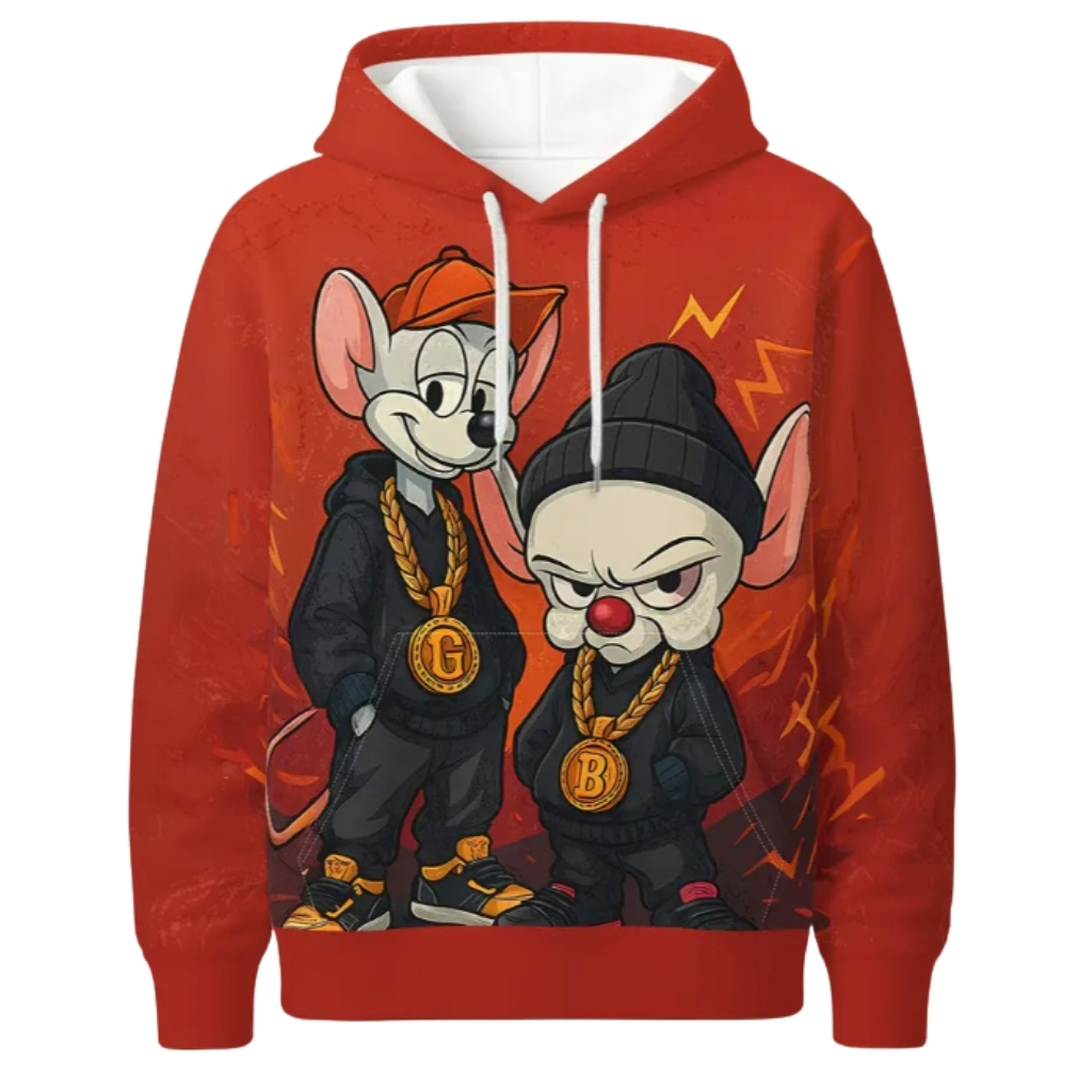 Men Retro Print Hoodie