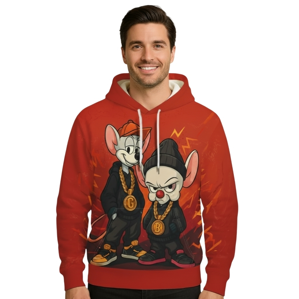 Men Retro Print Hoodie