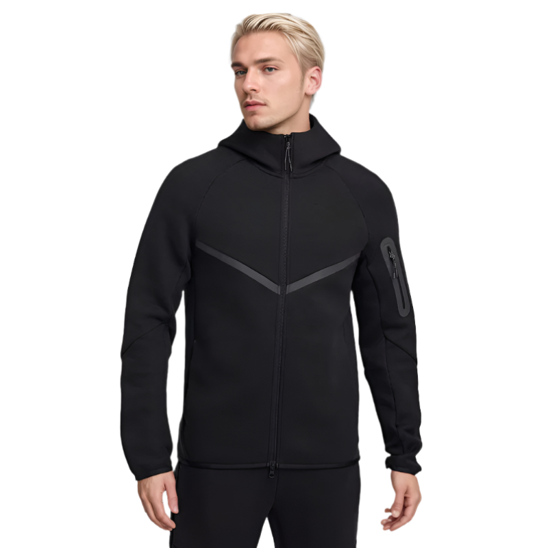 Athletic Full Zip Lightweight Hoodie Black
