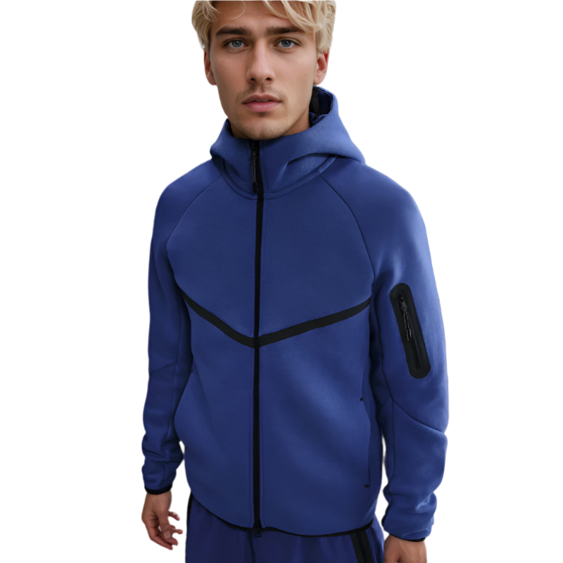 Athletic Full Zip Lightweight Hoodie Blue