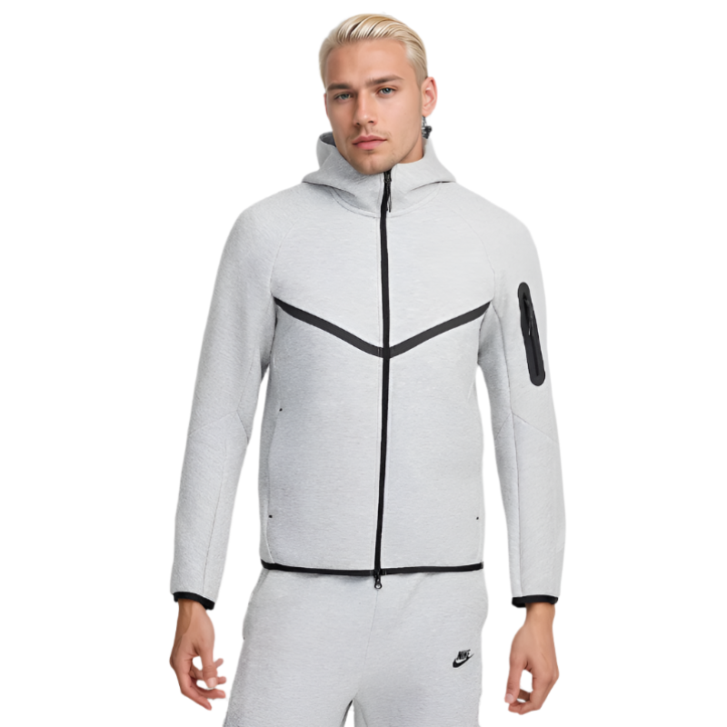 Athletic Full Zip Lightweight Hoodie Gray