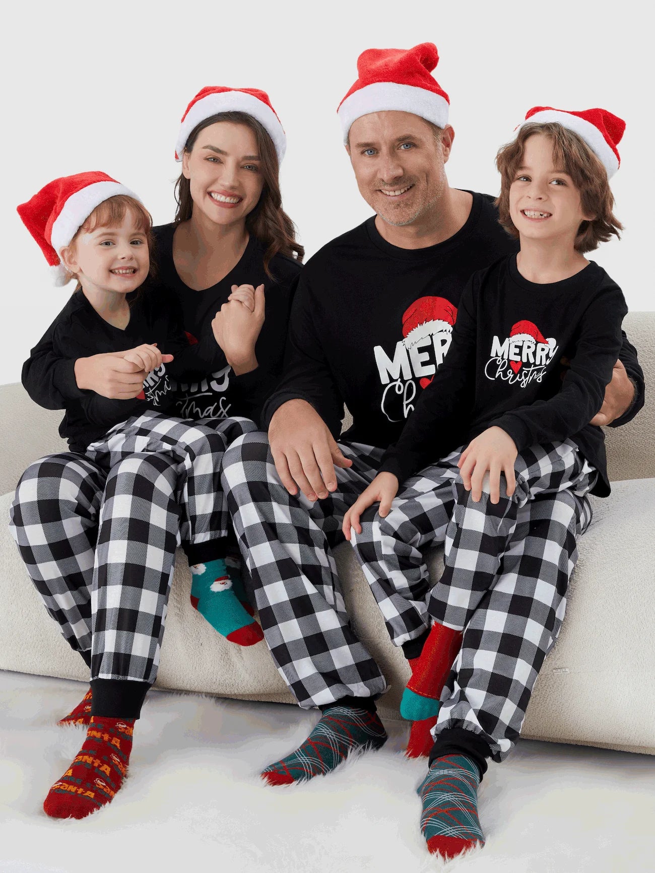 Merry Christmas Plaid Family Matching Pajama Set Woman
