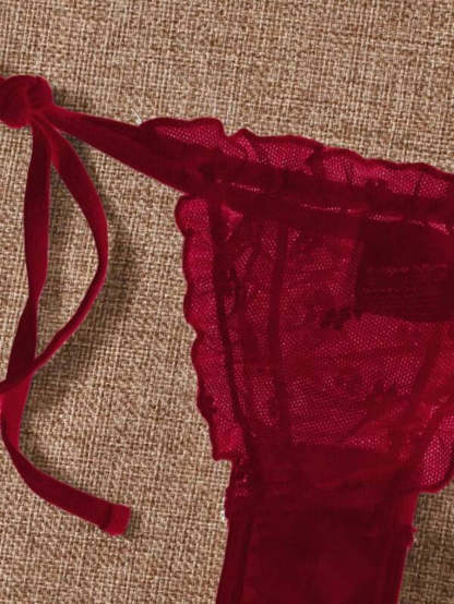 Mesh Lettuce Trim Lingerie Set-Soco Hoodie