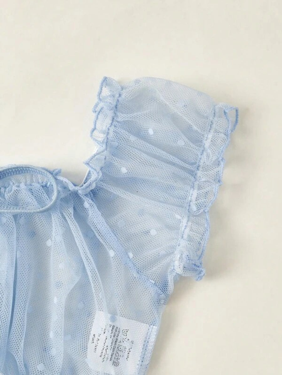 Mesh Lettuce Trim Lingerie Set-Soco Hoodie