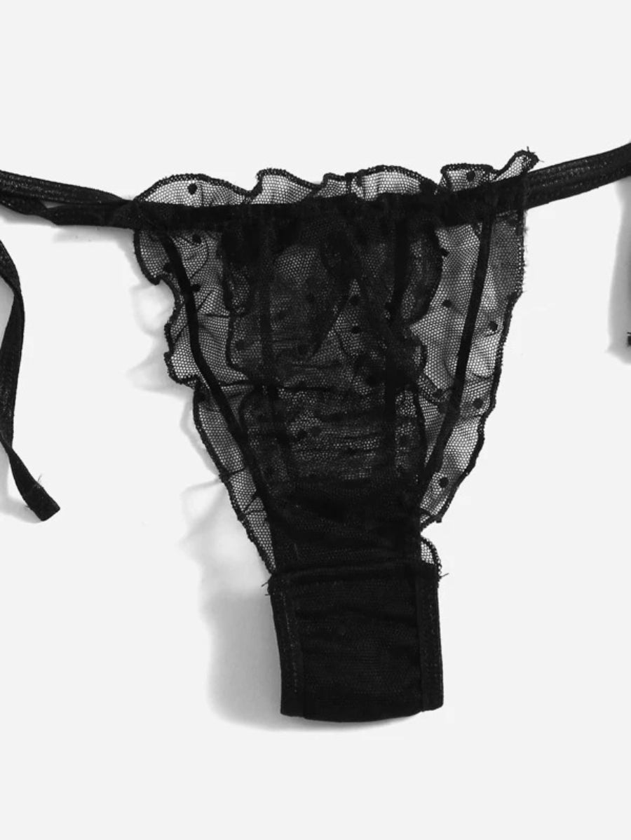 Mesh Lettuce Trim Lingerie Set-Soco Hoodie