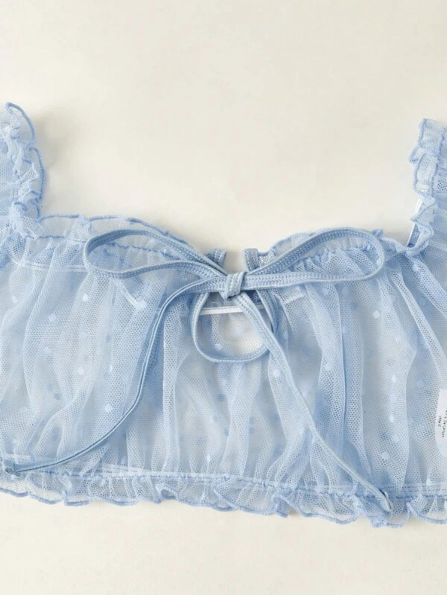 Mesh Lettuce Trim Lingerie Set-Soco Hoodie