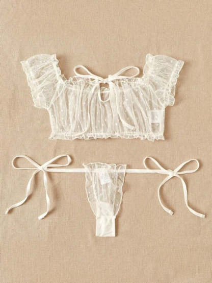 Mesh Lettuce Trim Lingerie Set-Soco Hoodie