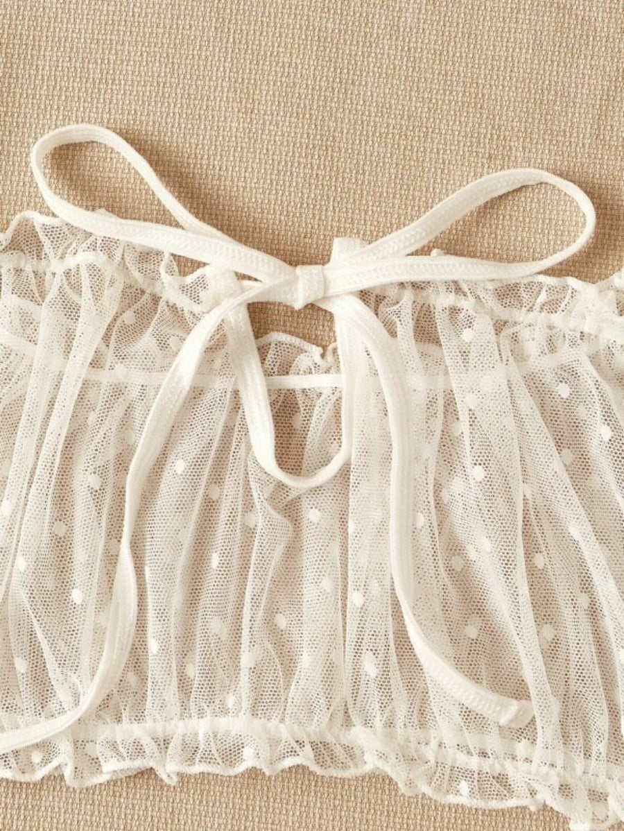 Mesh Lettuce Trim Lingerie Set-Soco Hoodie