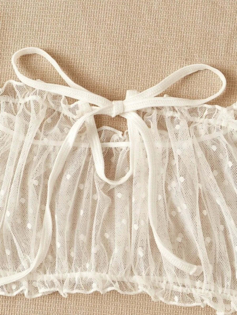 Mesh Lettuce Trim Lingerie Set-Soco Hoodie