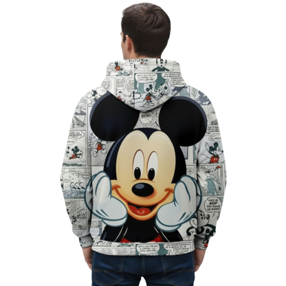Mickey Mouse Cartoon Character Printed Classic Long Sleeve 3D Full Zip Hoodie For Men