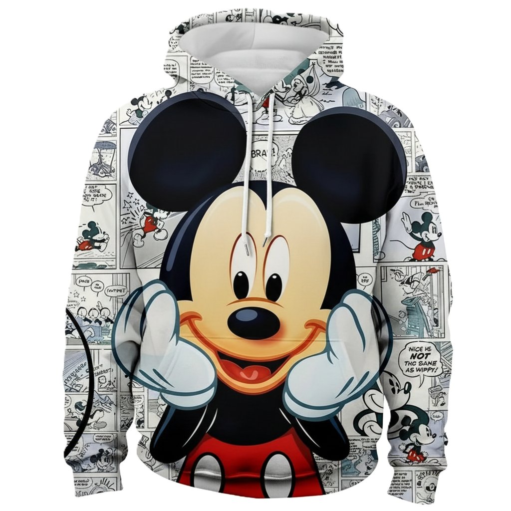 Mickey Mouse Cartoon Character Printed Classic Long Sleeve 3D Full Zip