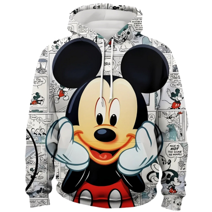 Mickey Mouse Cartoon Character With Classic Long Sleeve Hooded