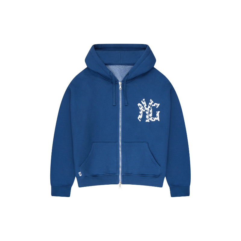 NYG Streetwear Hoodie With Structured Pullover Fit Blue