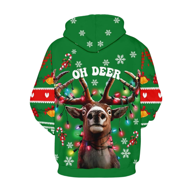 Oh Deer Printed Christmas Hoodie