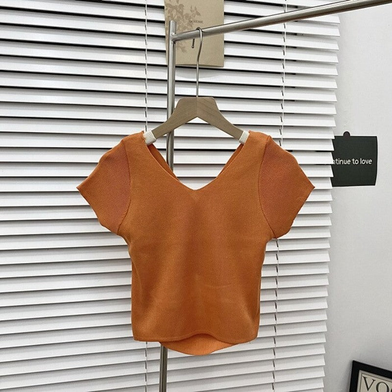 High Waist Backless Hollow Tight T-shirt For Women-Soco Hoodie