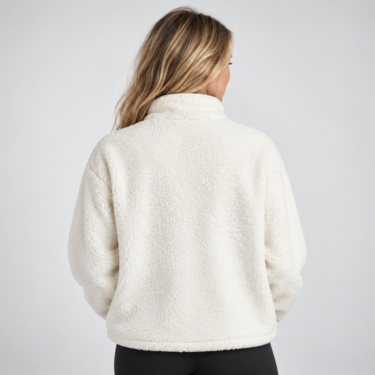 Oversized Fit Casual Teddy Fleece Half Zip Jacket For Women