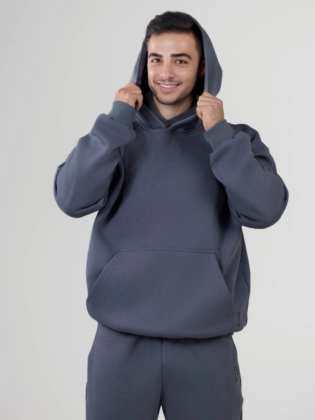 Oversized Hoodie With Pocket Dark Gray