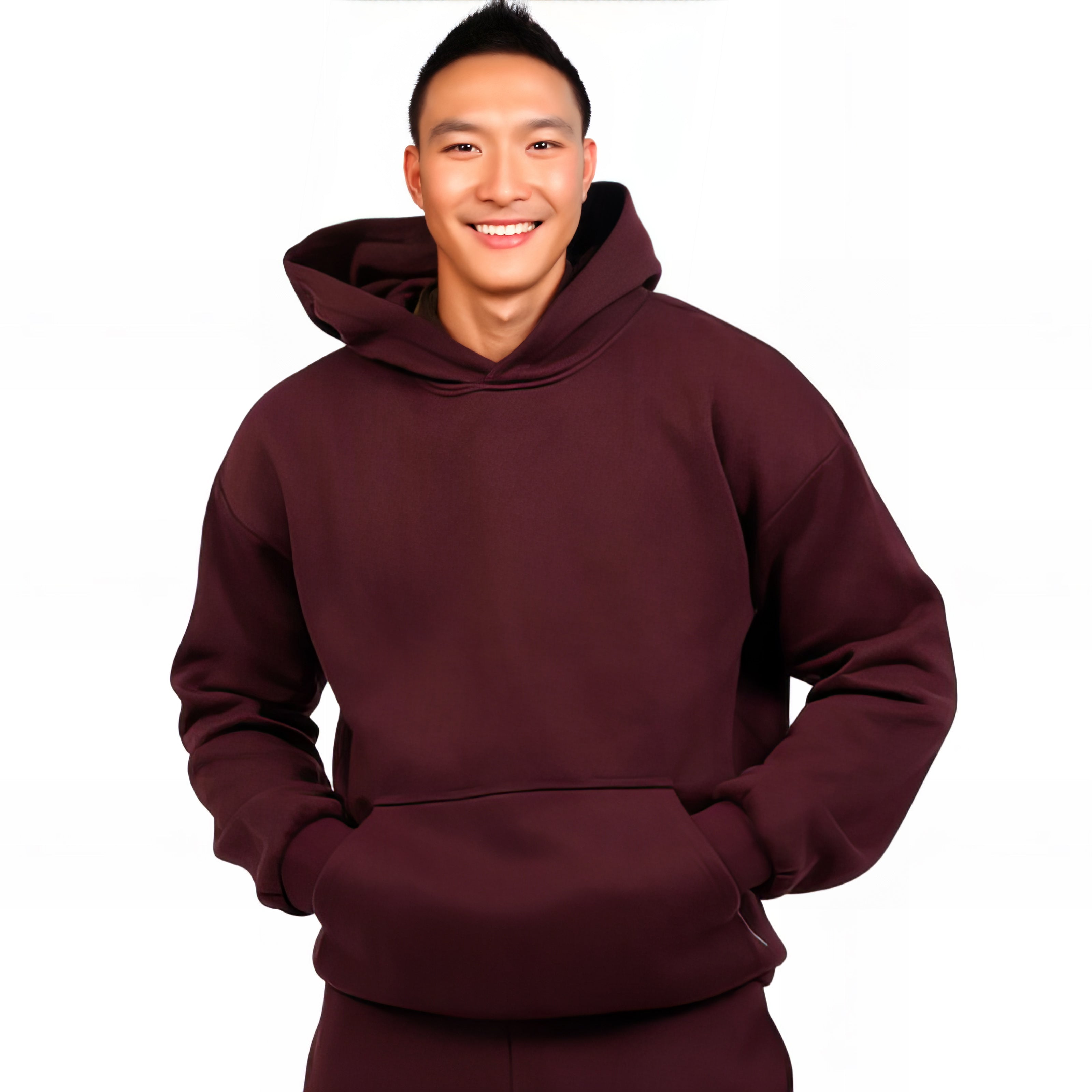 Oversized Hoodie With Pocket Maroon