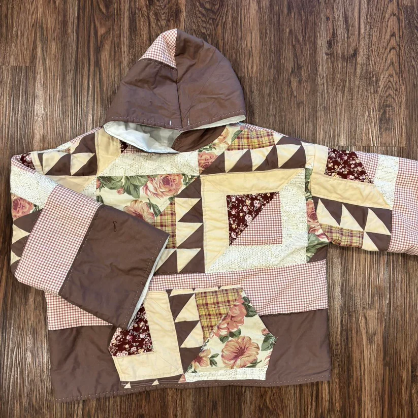 Quilted Patchwork Hoodie Comfort Everyday Casual Wear