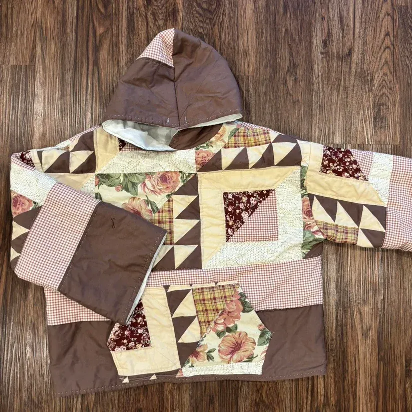 Quilted Patchwork Hoodie Comfort Everyday Casual Wear