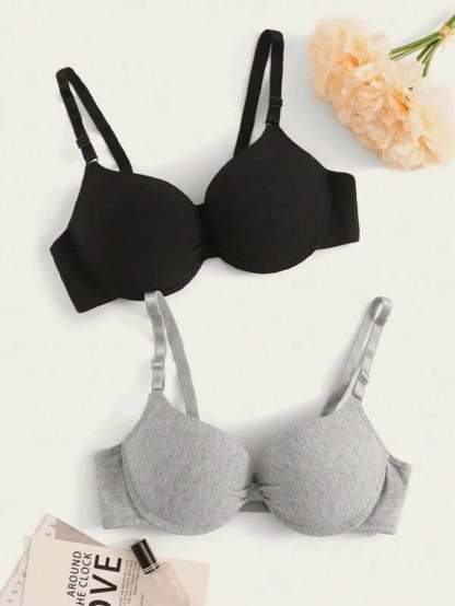Pack Of 2 Adjustable Strap Underwire Bra Set-Soco Hoodie