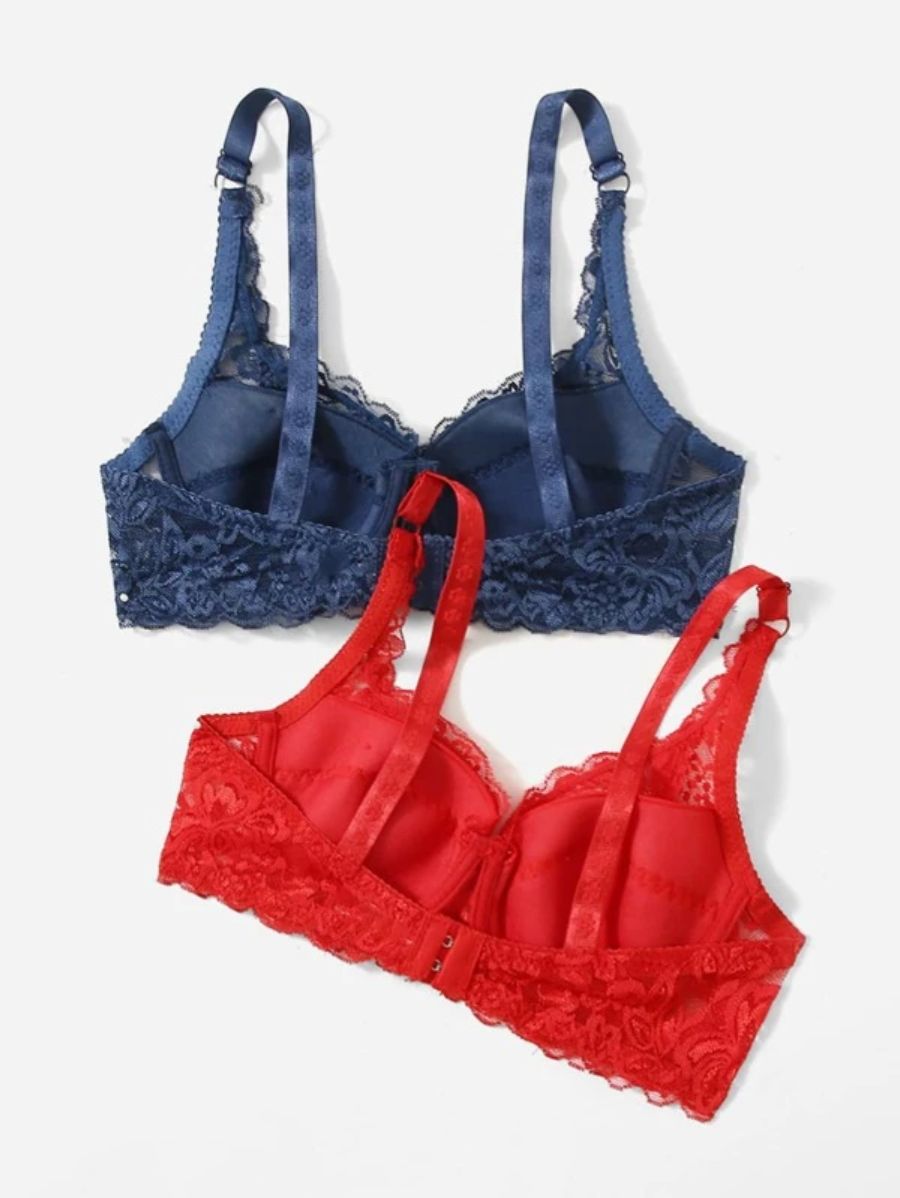 Pack Of 2 Floral Lace Bra-Soco Hoodie