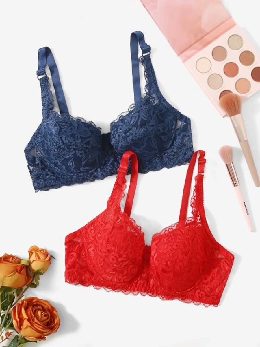 Pack Of 2 Floral Lace Bra-Soco Hoodie