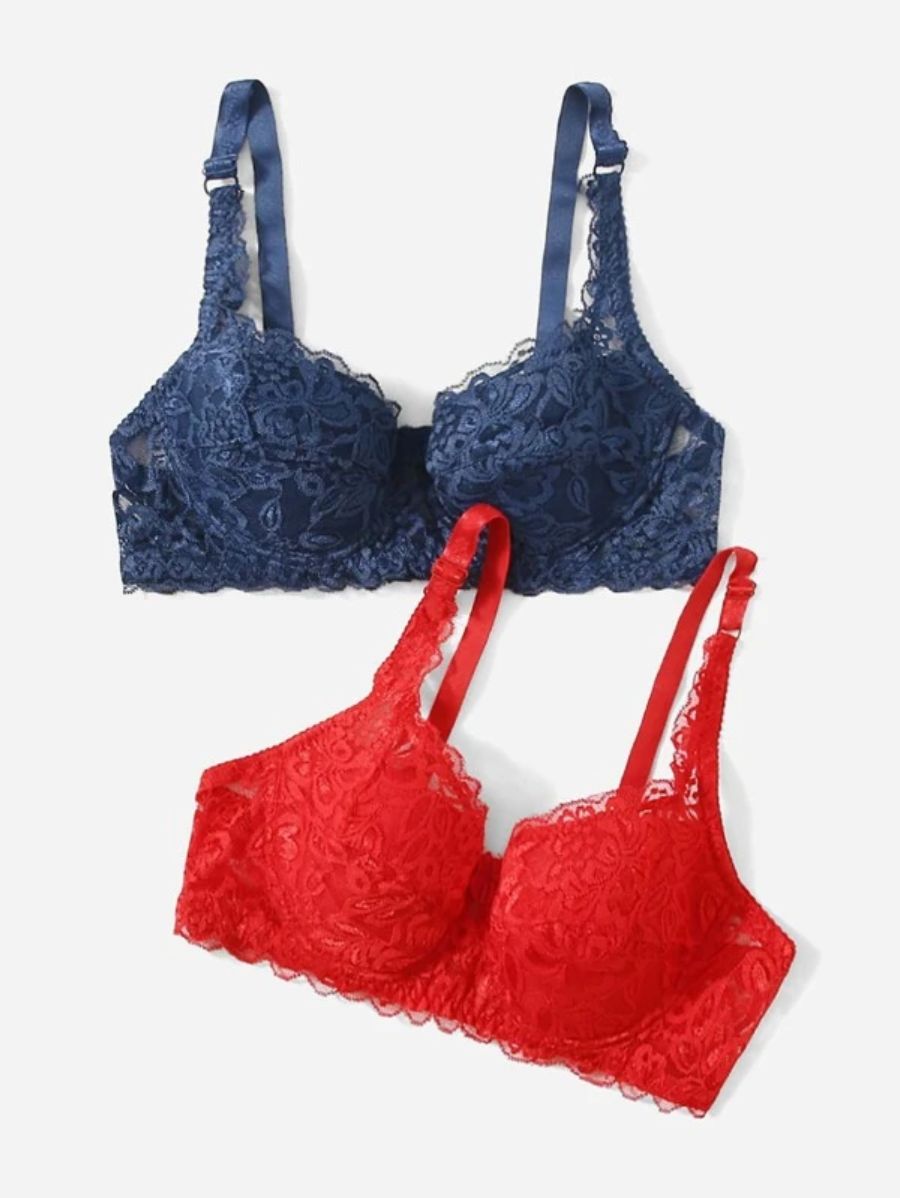 Pack Of 2 Floral Lace Bra-Soco Hoodie