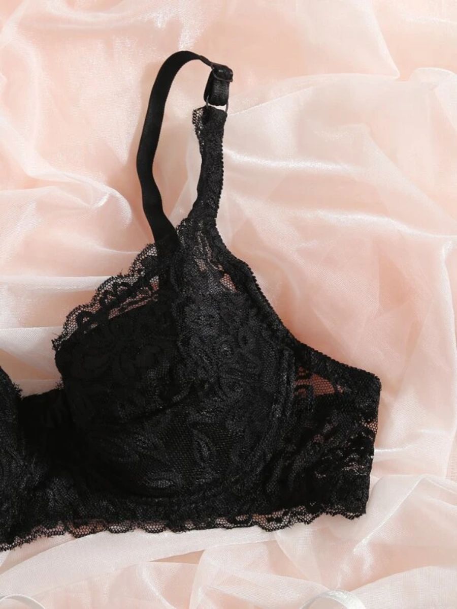 Pack Of 2 Floral Lace Pattern Underwire Bra-Soco Hoodie