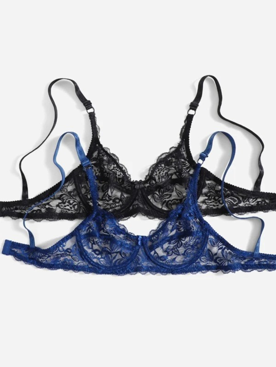 Pack Of 2 Floral Lace Underwire Bra Set-Soco Hoodie