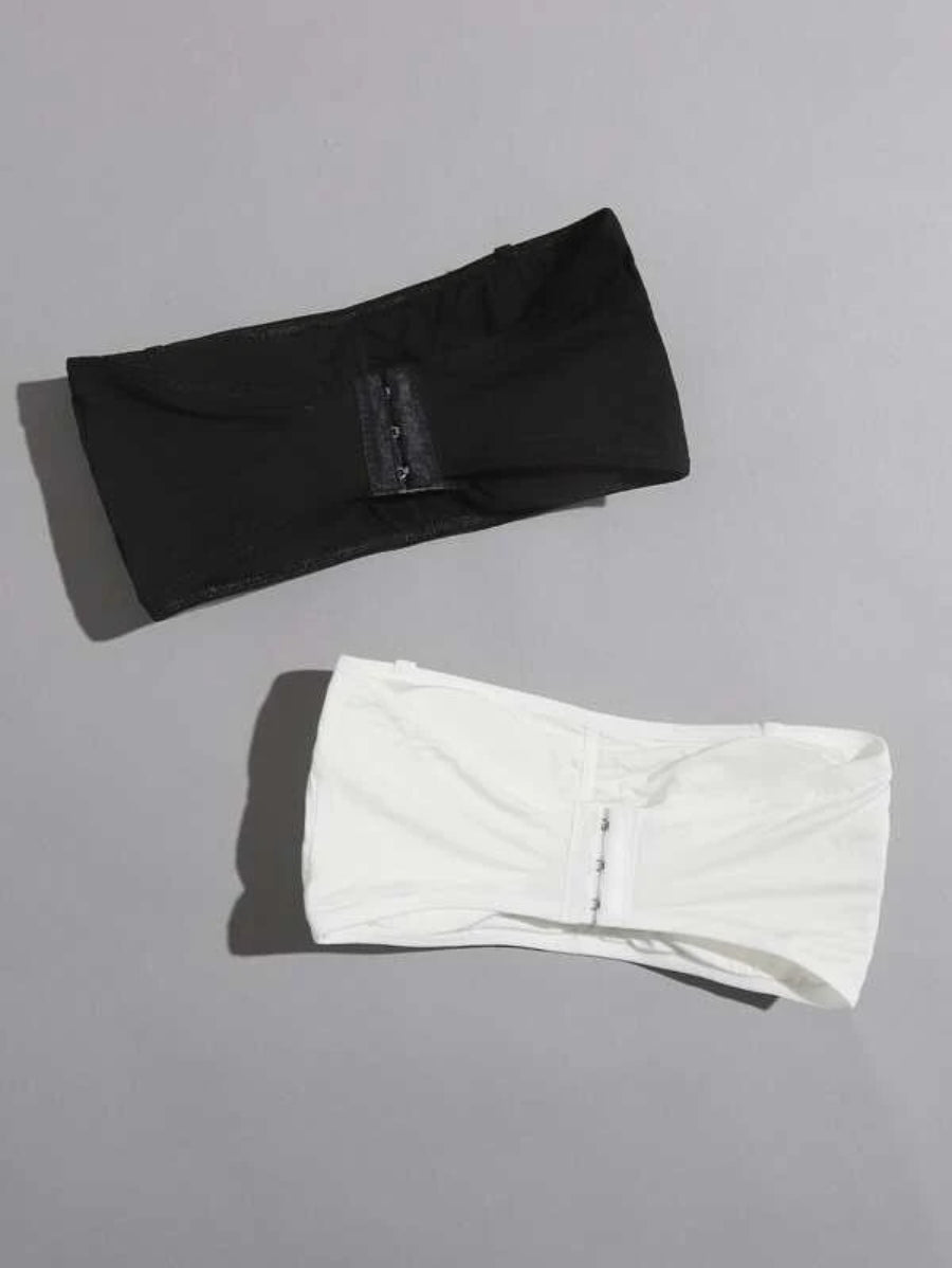 Pack Of 2 Ruched Bandeau Bra Set-Soco Hoodie