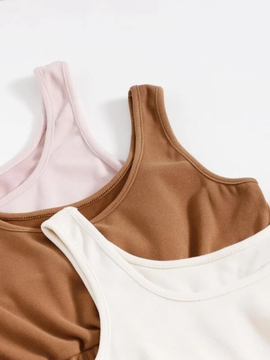 Pack Of 3 Crop Tank Top And Knot Front Shorts Lounge Set-Soco Hoodie