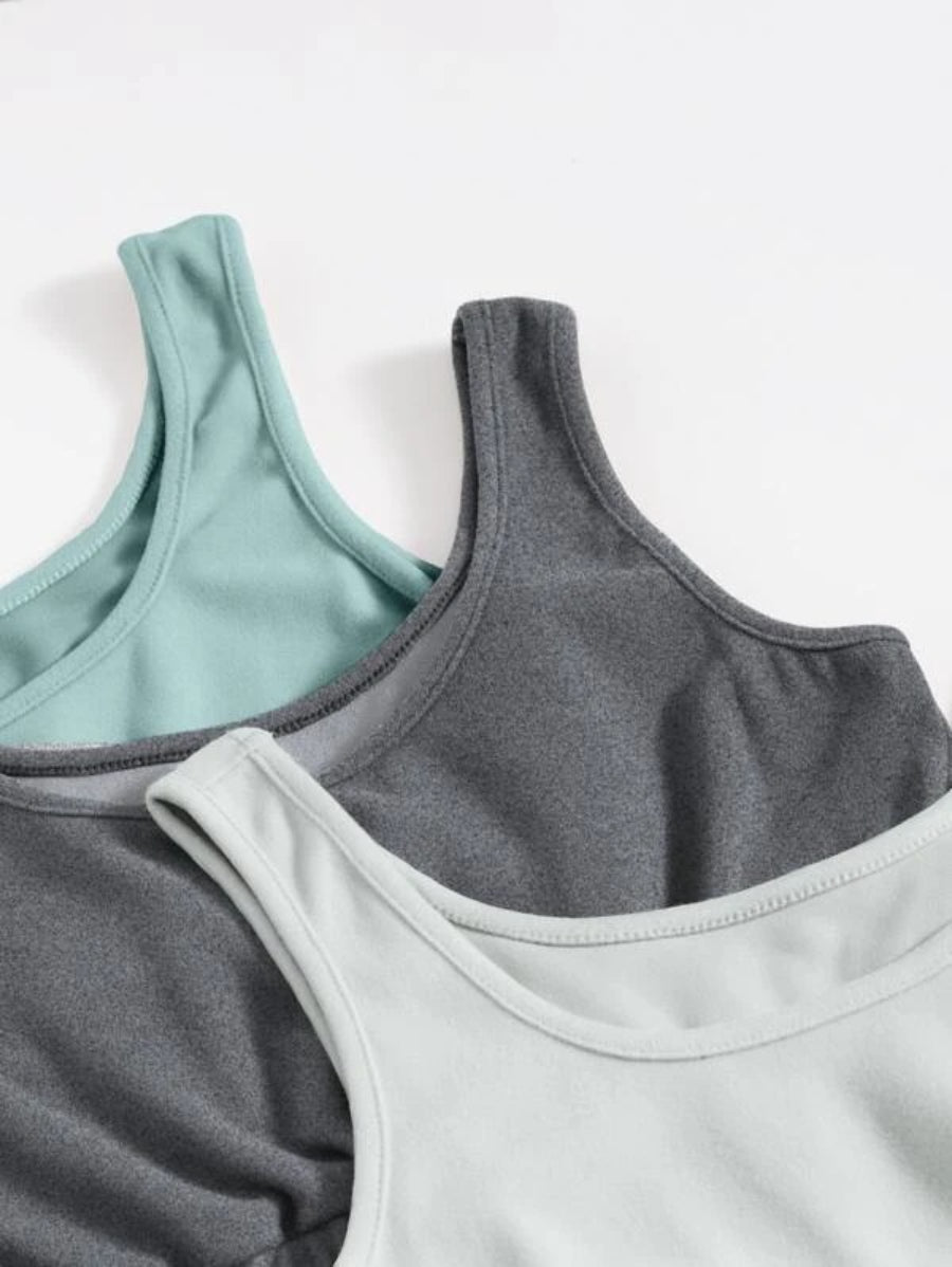 Pack Of 3 Crop Tank Top And Knot Front Shorts Set-Soco Hoodie