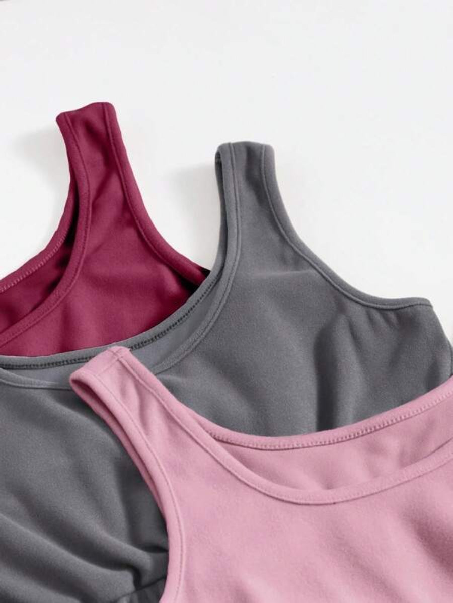 Pack Of 3 Crop Top And Knot Front Shorts Set-Soco Hoodie