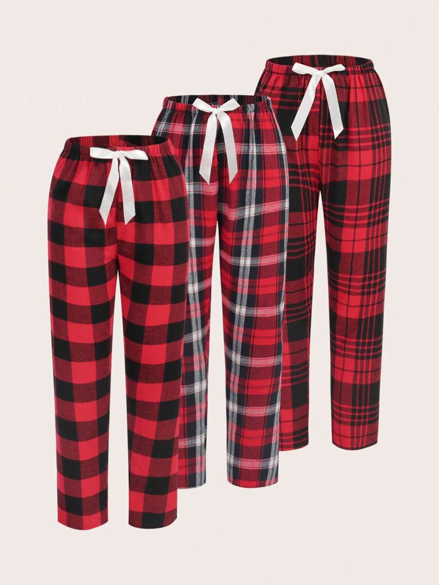 Pack Of 3 Plaid Print Sleep Pants-Soco Hoodie