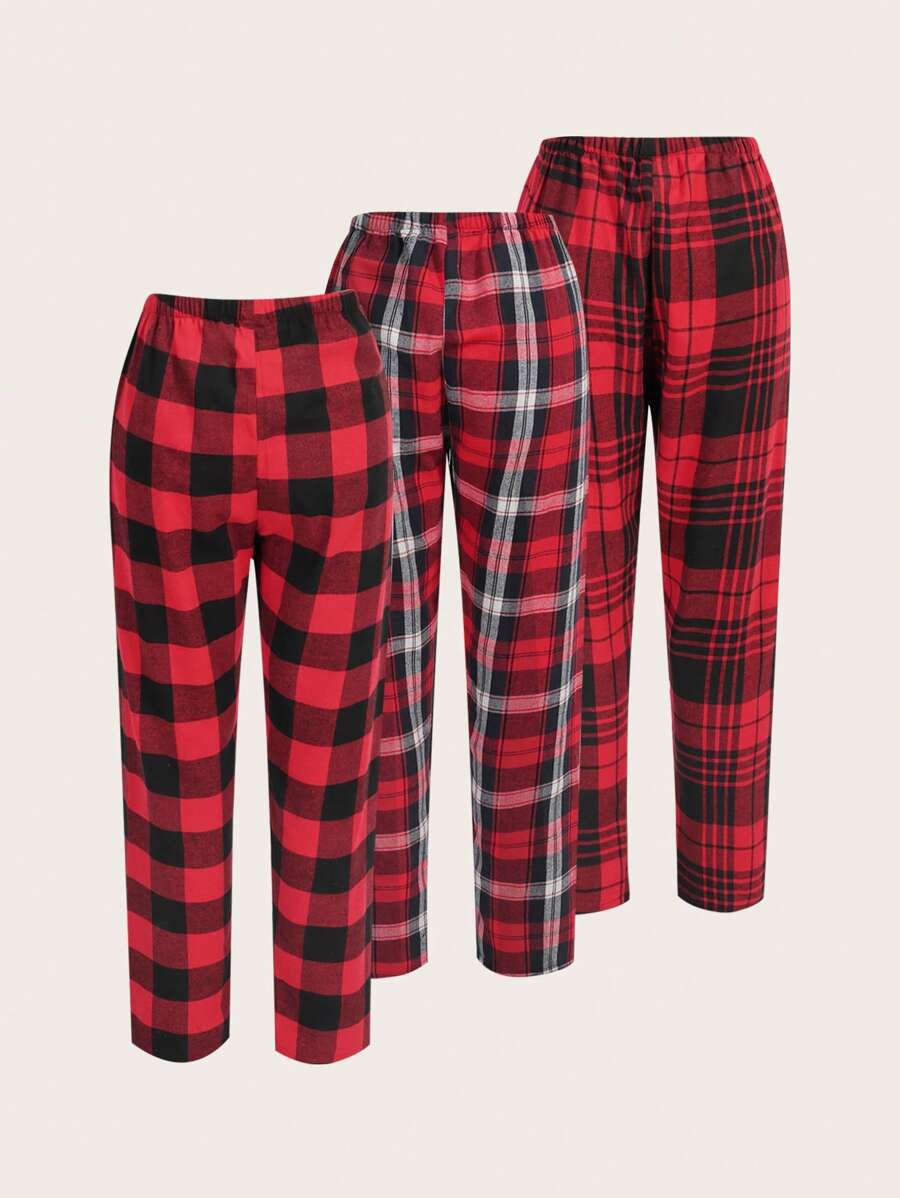 Pack Of 3 Plaid Print Sleep Pants-Soco Hoodie