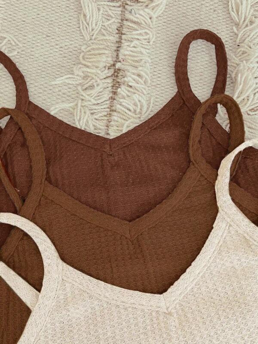 Pack Of 3 Plain Cami Top And Shorts Lounge Set-Soco Hoodie