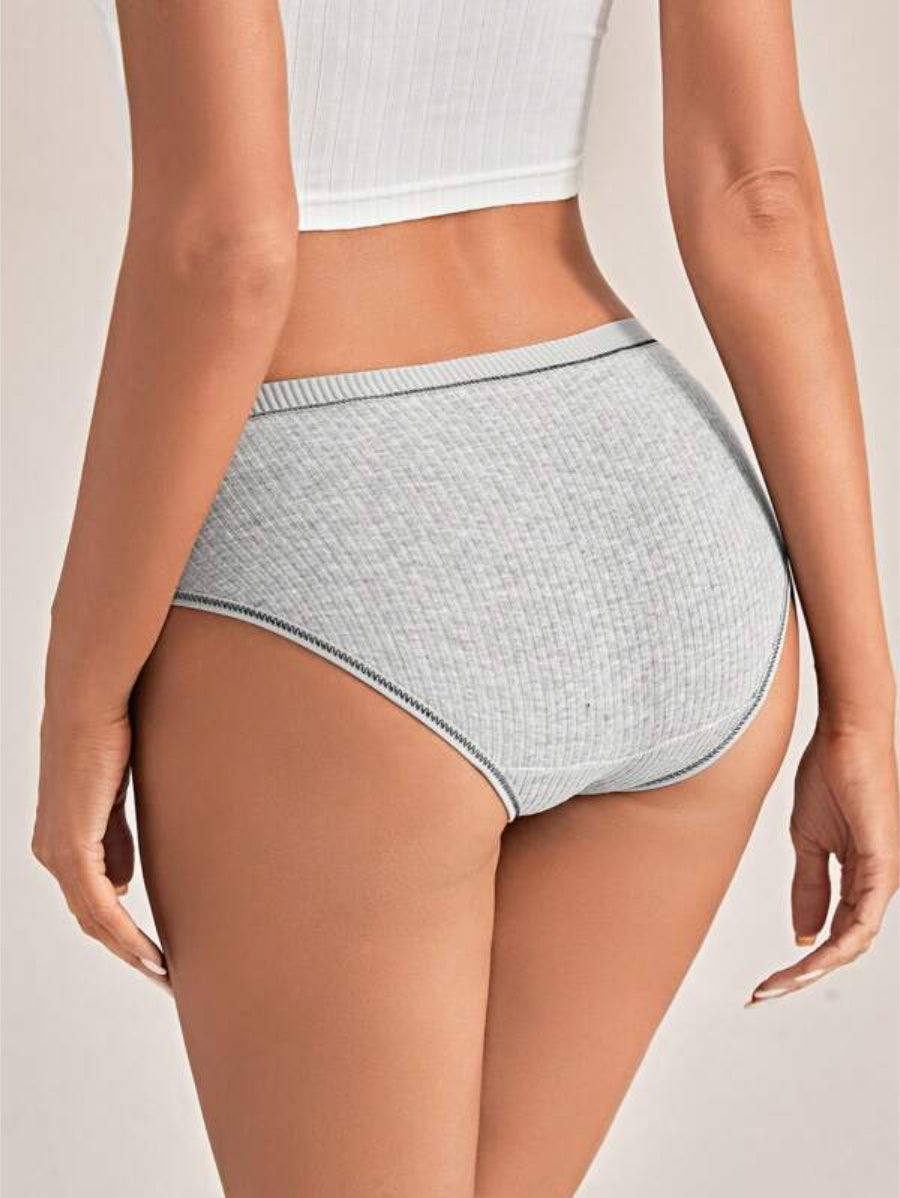 Pack Of 3 Rib Contrast Binding Panty Set-Soco Hoodie